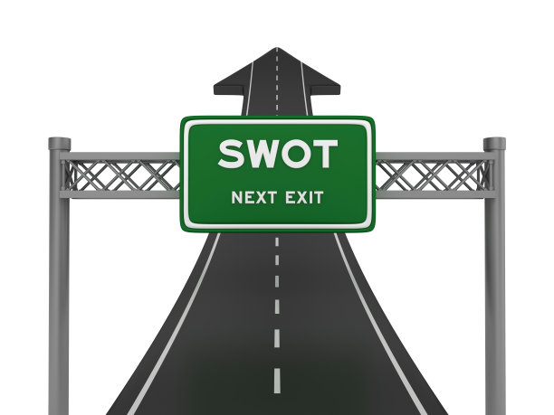 道路箭头与SWOT高速公路标志- 3D渲染图片下载