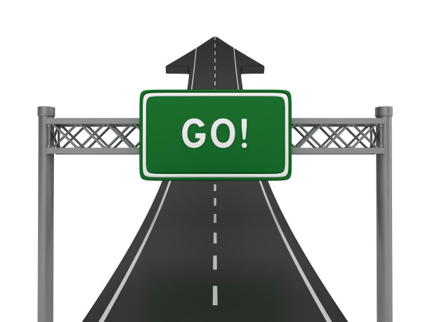 Road Arrow with GO!公路标志- 3D渲染图片下载