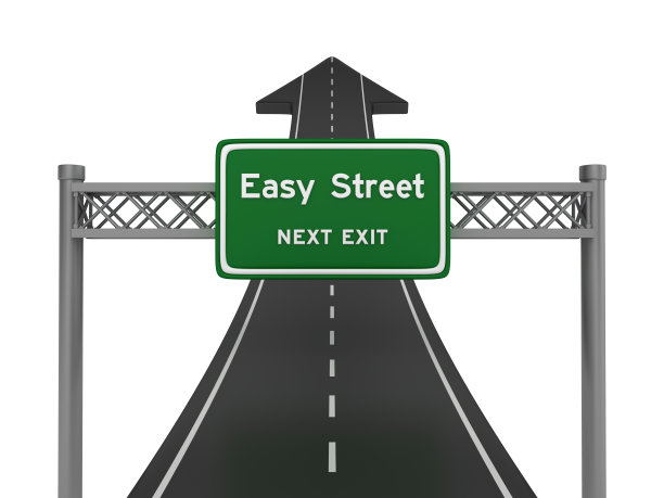 道路箭头与易街道高速公路标志- 3D渲染图片下载