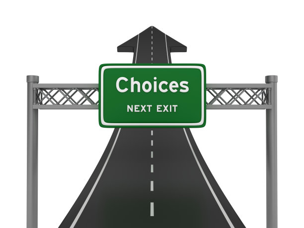 公路箭头与选择公路标志- 3D渲染图片下载