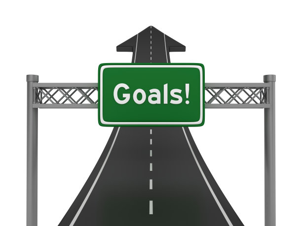 公路箭头与目标公路标志- 3D渲染图片下载