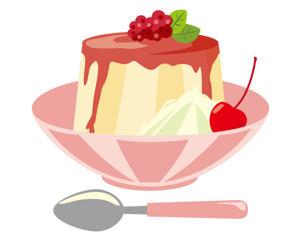 盘子上的意式奶冻矢量图。甜的甜点图片下载