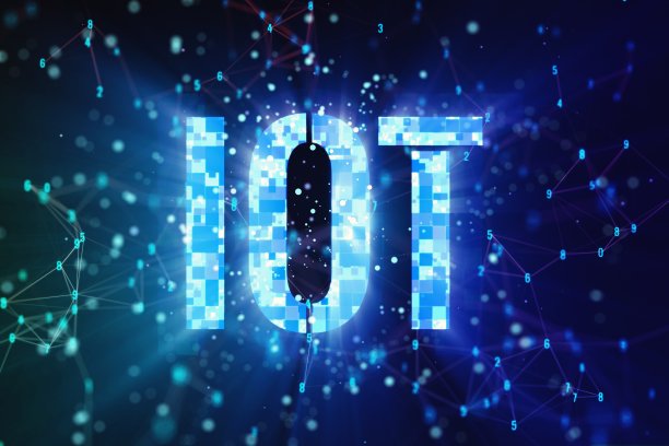 符号物联网技术上抽象的蓝色背景，未来的概念。三维渲染图片下载