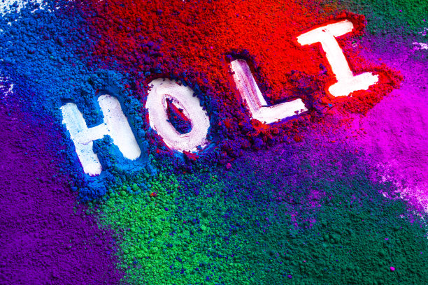 印度胡里节，杯子里的颜色图片下载