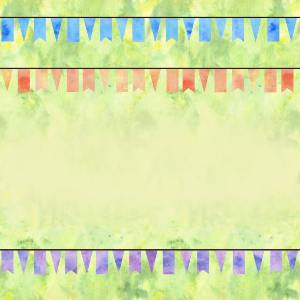 蓝色，紫色，橙色的旗帜带子。为文本复制空间。图片下载