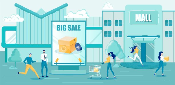 商场大减价广告卡通图片下载