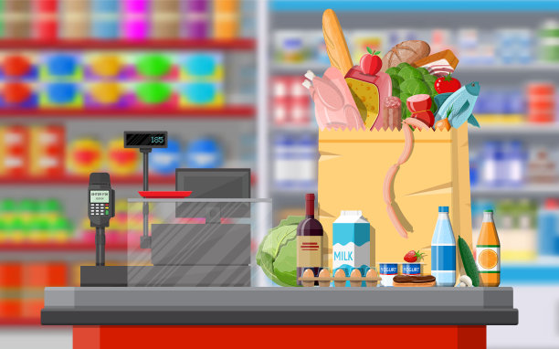 超市店内有商品。素材图片