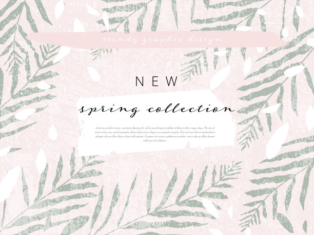 春季时尚手绘背景纹理和花卉元素模仿水彩画图片下载