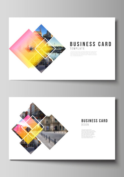 极简抽象矢量插图的可编辑布局的两个创意名片设计模板。创意时尚的样式模型，蓝色时尚的设计背景。素材图片