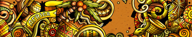 非洲手绘涂鸦横幅。卡通详细的传单。图片下载
