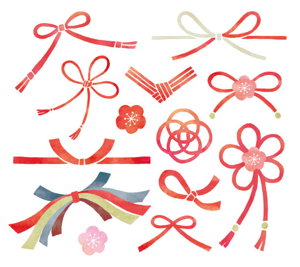 日本丝带水彩图片下载