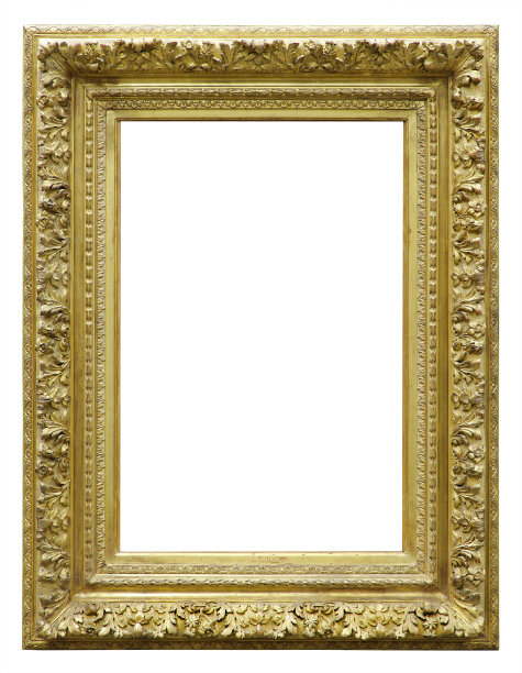 金色复古框架孤立在白色背景(包括所有剪辑路径)图片下载