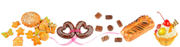 一套孤立在白色背景上的糖果和糖果。图片下载