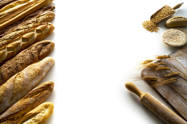 法棍面包组在一排分类图片下载