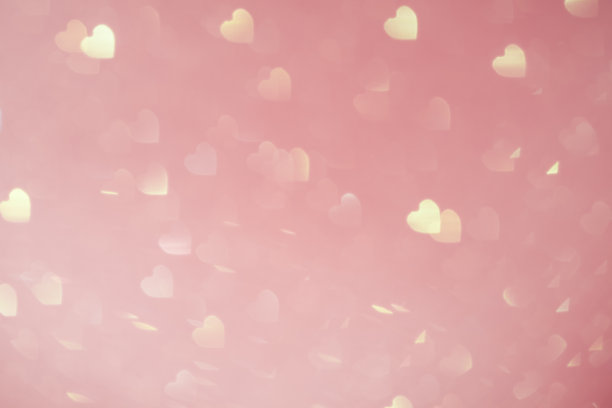 情人节背景与粉色亮心散景，卡片为情人节，圣诞节和婚礼庆典，爱情散景闪亮的五彩纸屑纹理模板图片下载