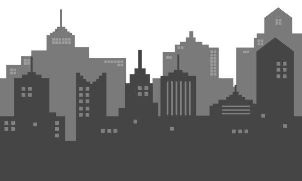 黑色和白色的城市背景与阴影。图片下载