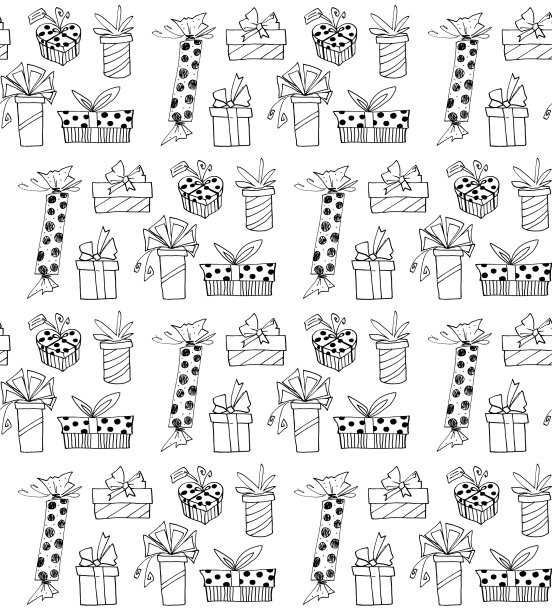 无缝模式与礼盒蝴蝶结和丝带。可爱的手绘涂鸦。概念包装纸，贺卡，圣诞节，包装，婚礼，生日，织物，情人节，母亲节图片下载