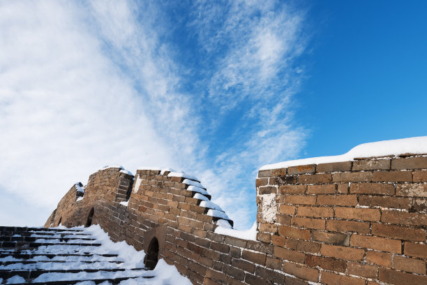 中国的长城被雪覆盖着图片下载