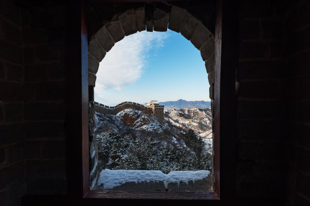 中国的长城被雪覆盖着图片下载