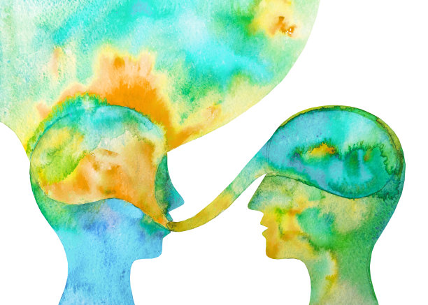 平面水彩画对话交流图片下载