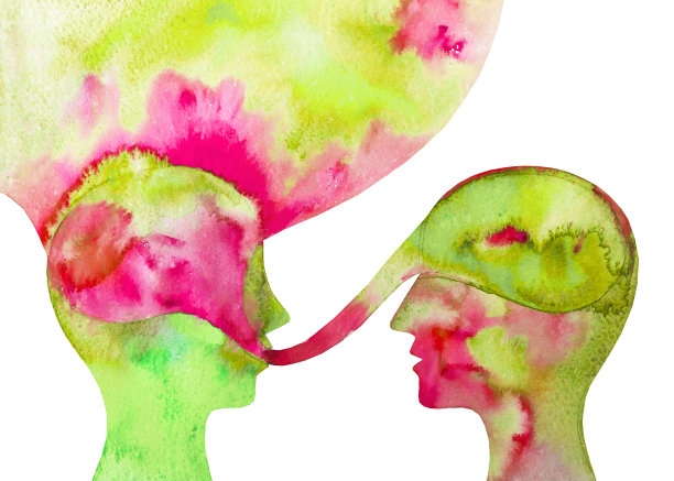 平面水彩画对话交流图片下载