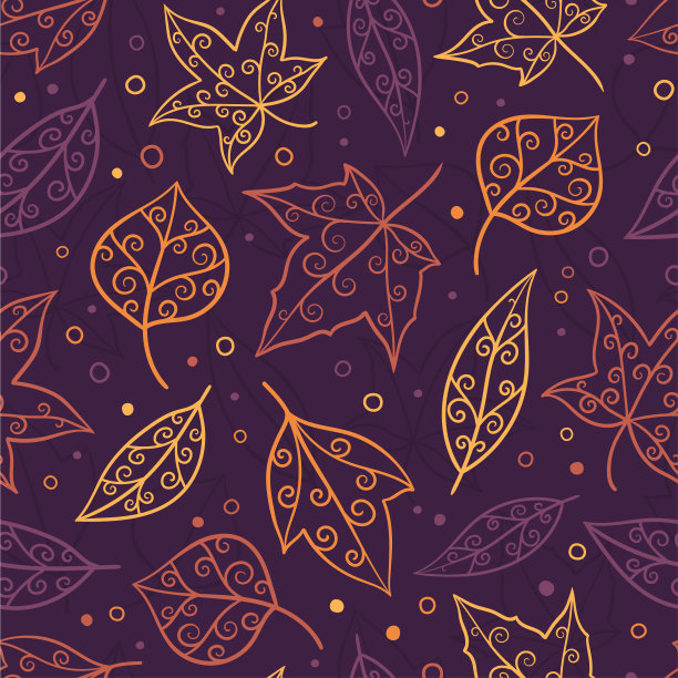 美丽的手绘树叶无缝图案，创意涂鸦背景，伟大的纺织品，横幅，壁纸，包装矢量设计素材图片
