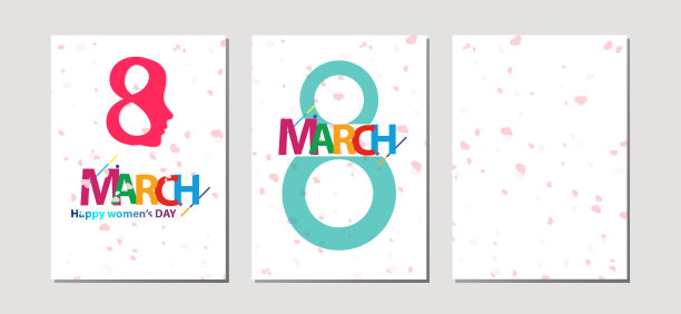 3月8日妇女节贺卡模板。横幅，3月8日的传单。祝贺你，并祝你节日快乐。创造性的通用艺术卡片。向量。图片下载