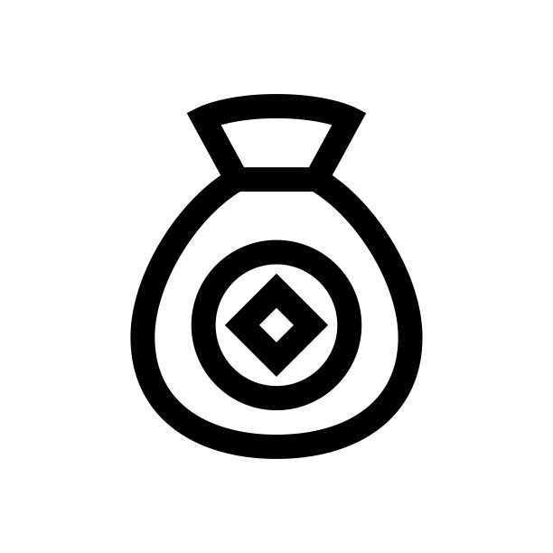 中国新年相关硬币袋向量线形风格图片下载