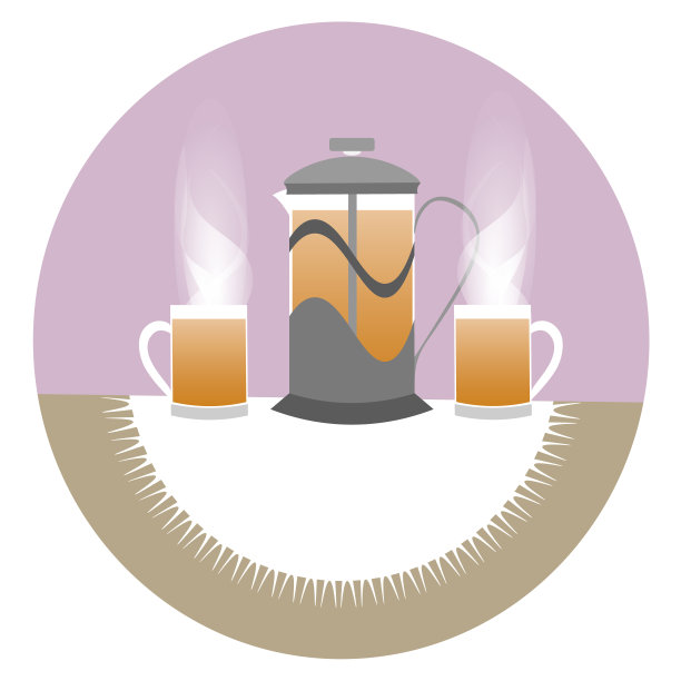 喝茶时间:桌上有茶壶和两杯热茶图片下载