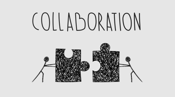 两个人连接拼图，合作字母的标志性形象图片下载