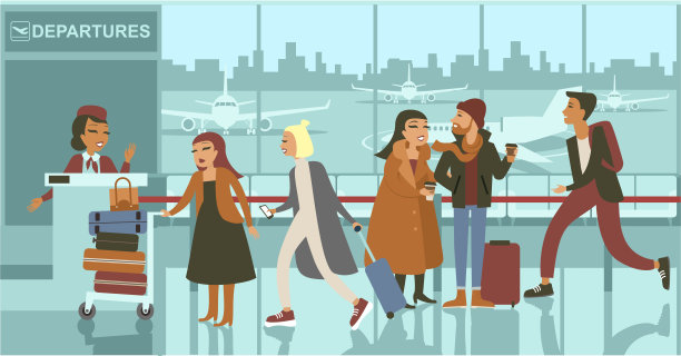 请在机场登机口排队图片下载