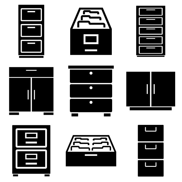 机柜设置图标，标志孤立在白色背景图片下载