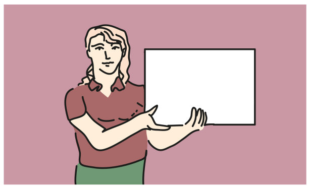 女人拿着白板的插图。图片下载