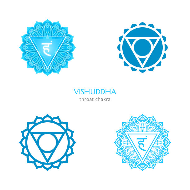 毗湿陀，咽喉脉轮符号。色彩鲜艳的曼荼罗。矢量图图片下载