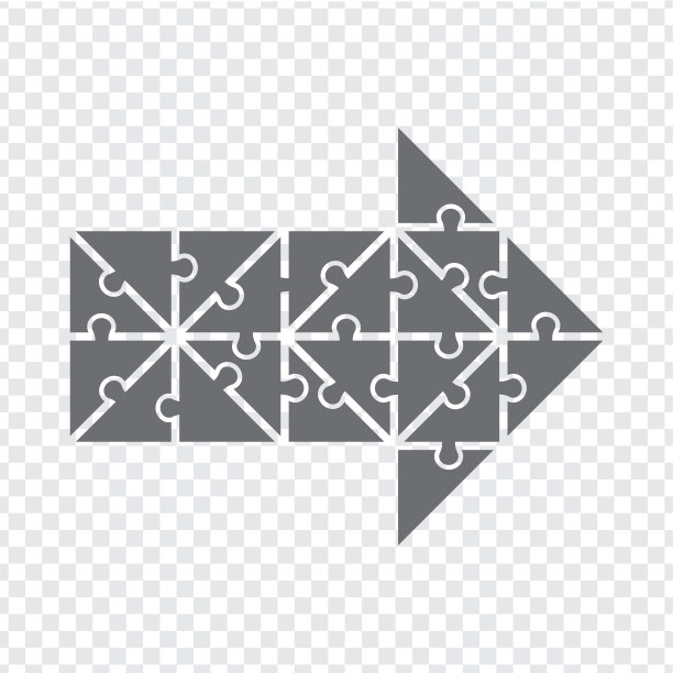 简单的图标多边形拼图在灰色。简单的20个元素的图标多边形拼图透明的背景。箭头。矢量插图EPS10。图片下载