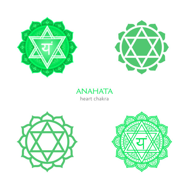 阿纳哈塔，心脉轮符号。色彩鲜艳的曼荼罗。矢量图图片下载