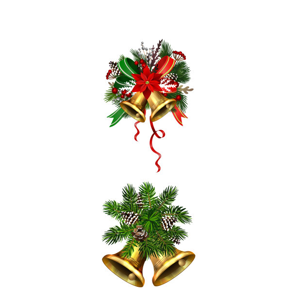 圣诞装饰用冷杉树金色的铃铛图片下载