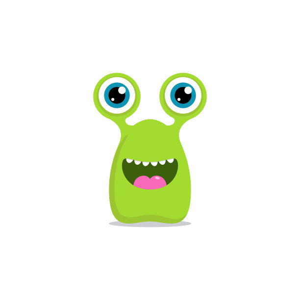 可爱的怪物角色卡通吉祥物剪纸矢量插图图片下载