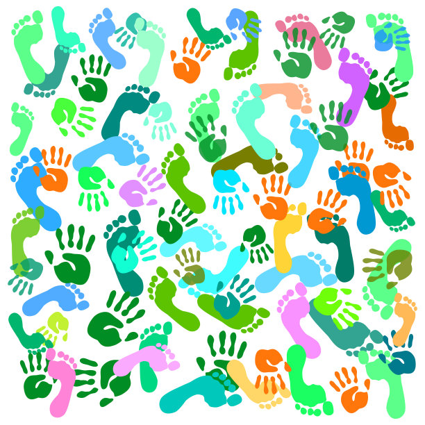 脚和手的版画矢量插图图片下载