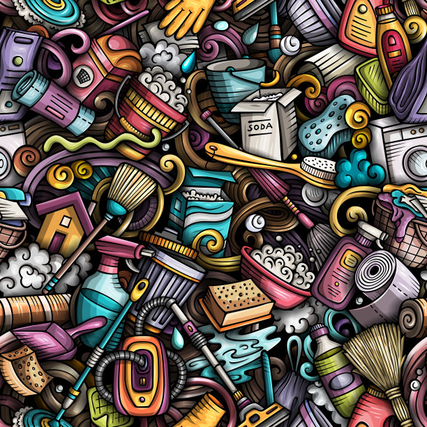 卡通可爱涂鸦手绘清洁无缝图案图片下载