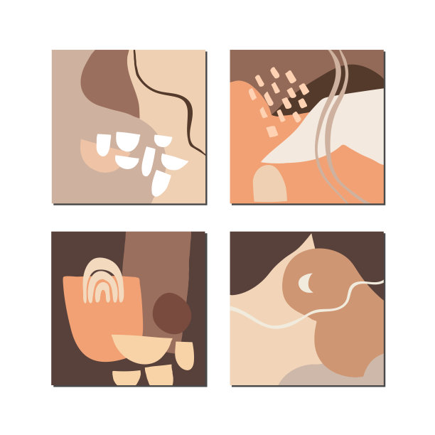 矢量组的方形卡片与抽象女性成分在哑光调色板。图片下载