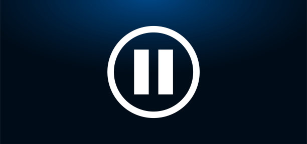 暂停图标水晶蓝色横幅背景图片下载