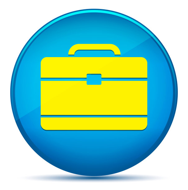 公文包图标现代平青蓝圆形按钮图片下载