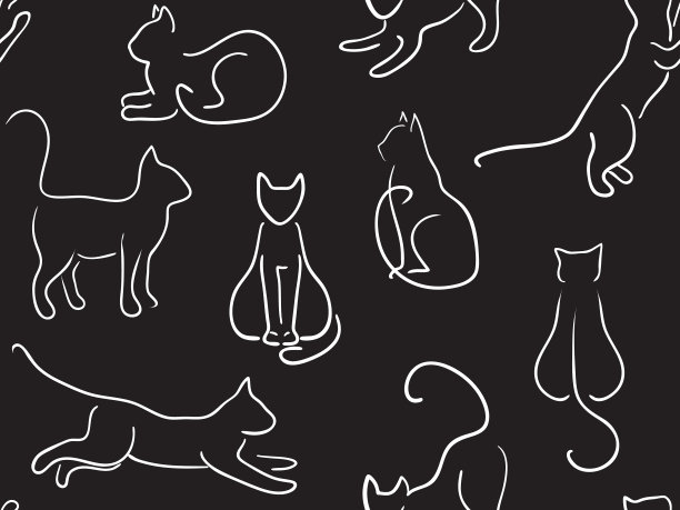 猫在线条艺术风格图片下载