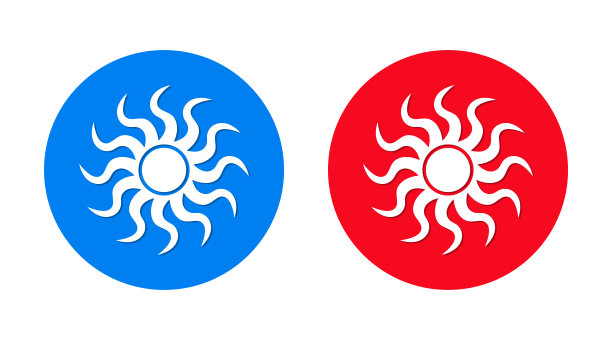 太阳图标扁时尚圆形按钮设置图片下载