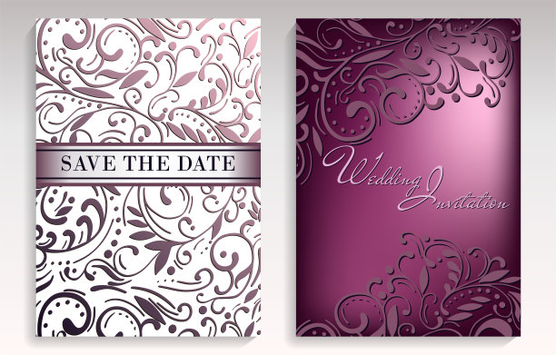 豪华邀请卡套与复印空间。手绘矢量与镂花装饰。生日、妇女节或情人节贺卡、海报、婚礼请柬的设计模板。素材图片