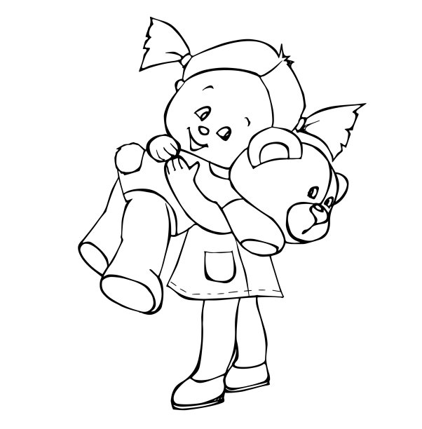 可爱的小女孩和泰迪熊图片下载