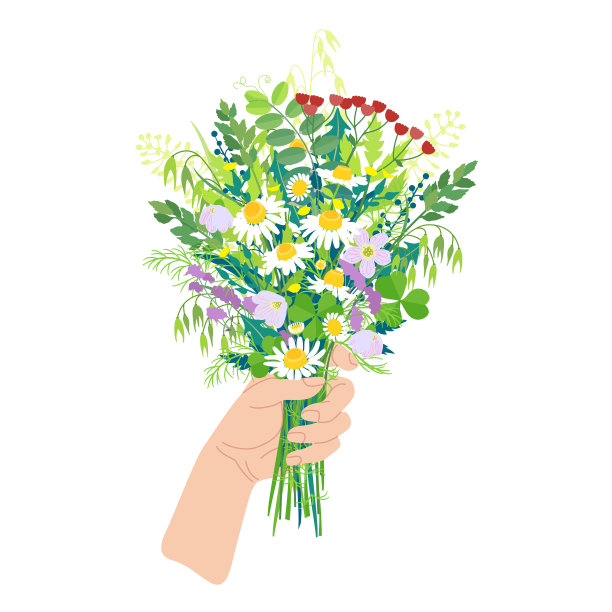 握着野花的女性图片下载