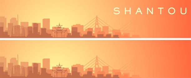 汕头美丽的天际线风景横幅图片下载