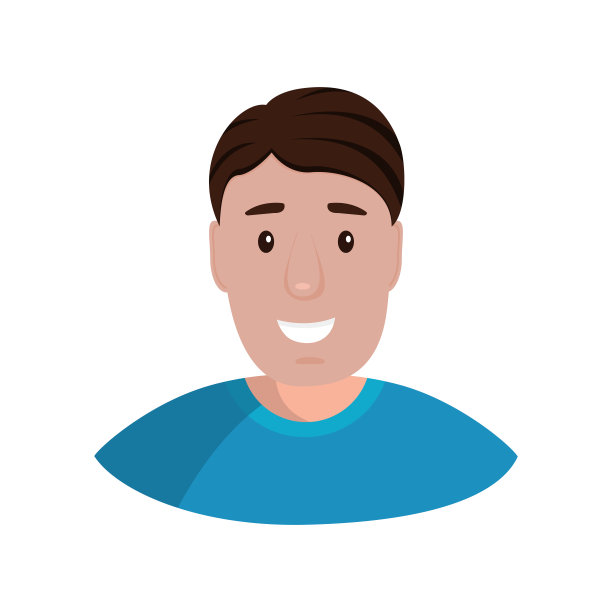 一个被孤立在白色背景肖像上的男人。平面卡通设计，矢量插图图片下载